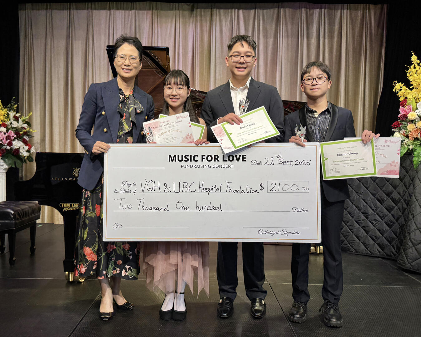 2025 Music for Love Charity Concert, raised CAD $2,100 for VGH & UBC Hospital Foundation
