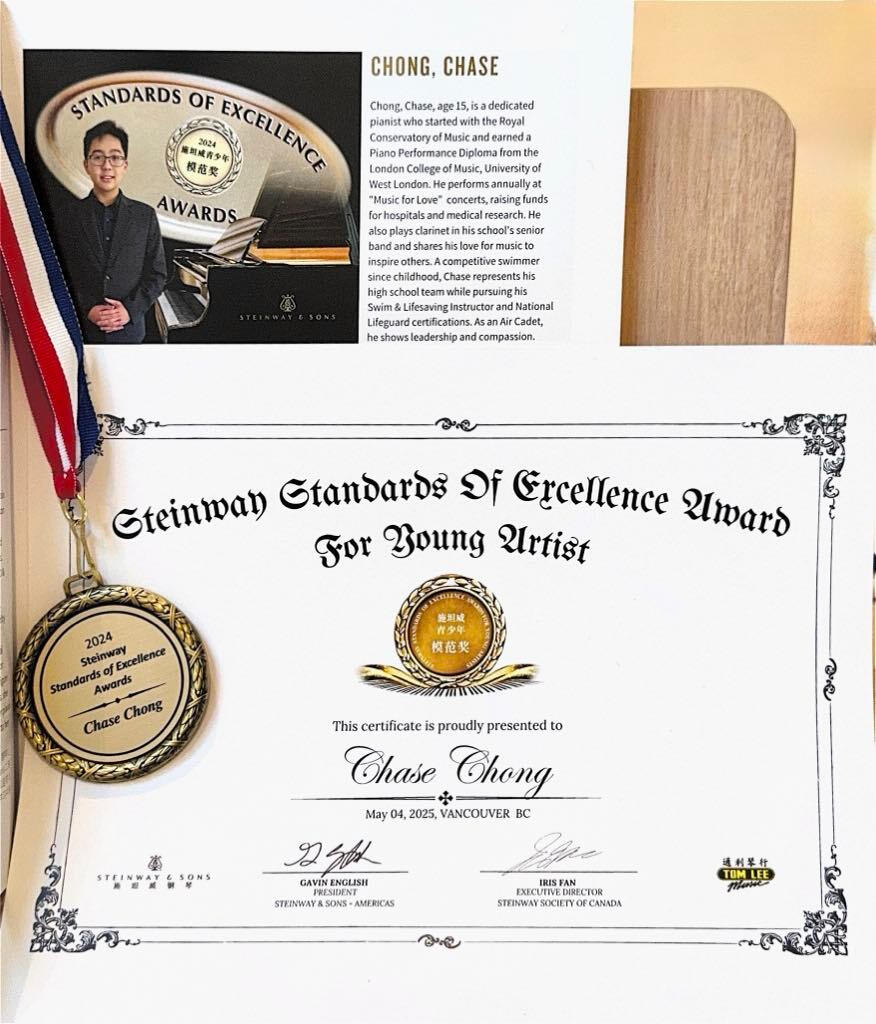 Winner of 2024 Steinway Standards of Excellence Award (Canada)