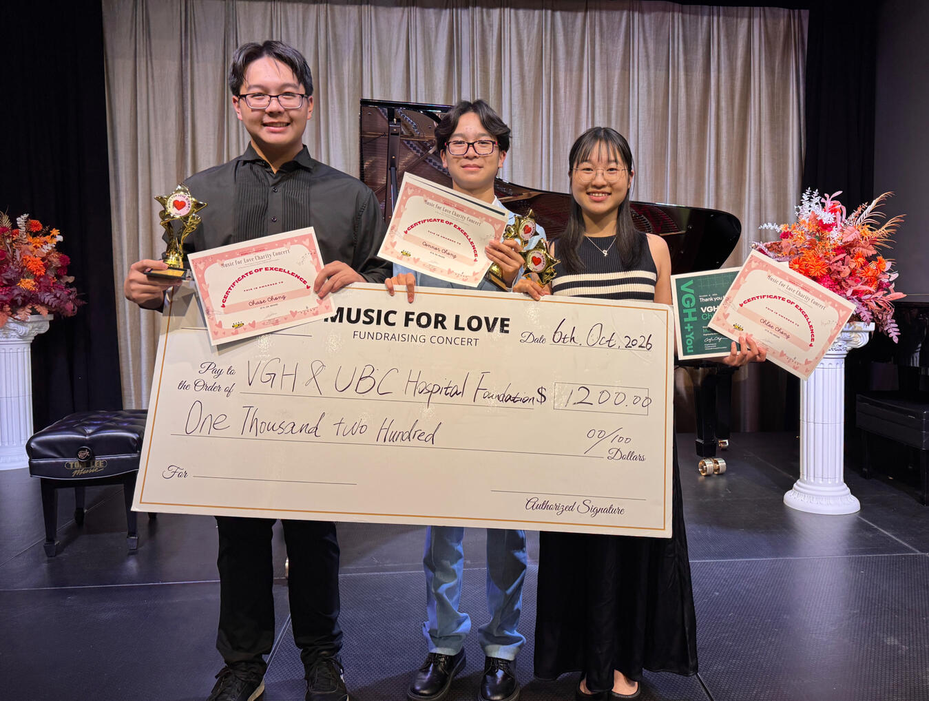 2026 Music for Love Charity Concert, raised CAD $1,200 for VGH & UBC Hospital Foundation